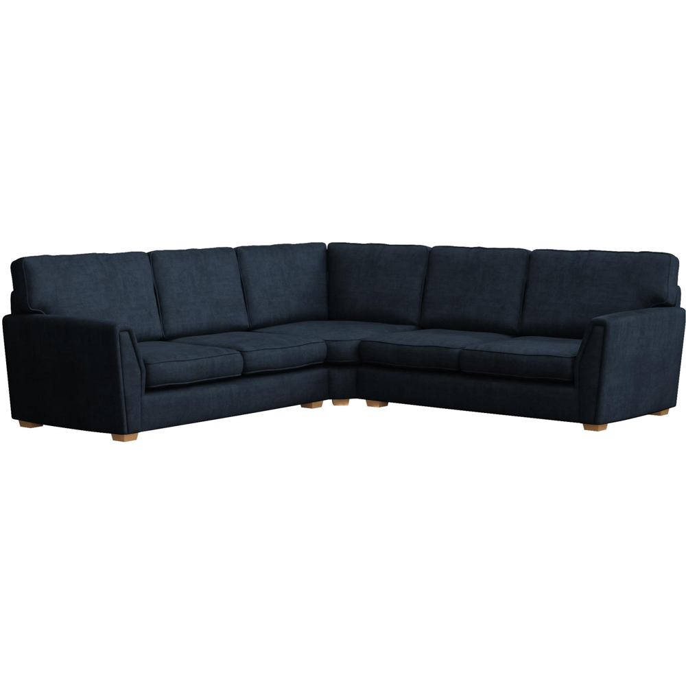 Wendleberry 4 Seater Royal Blue Plush Velvet Fixed Back Corner Sofa Image 2
