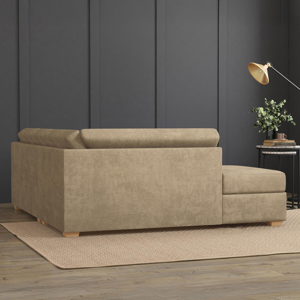 Modo 3 Seater Mink Plush Velvet Left Hand Fixed Back L-Shape Corner Sofa Image 8