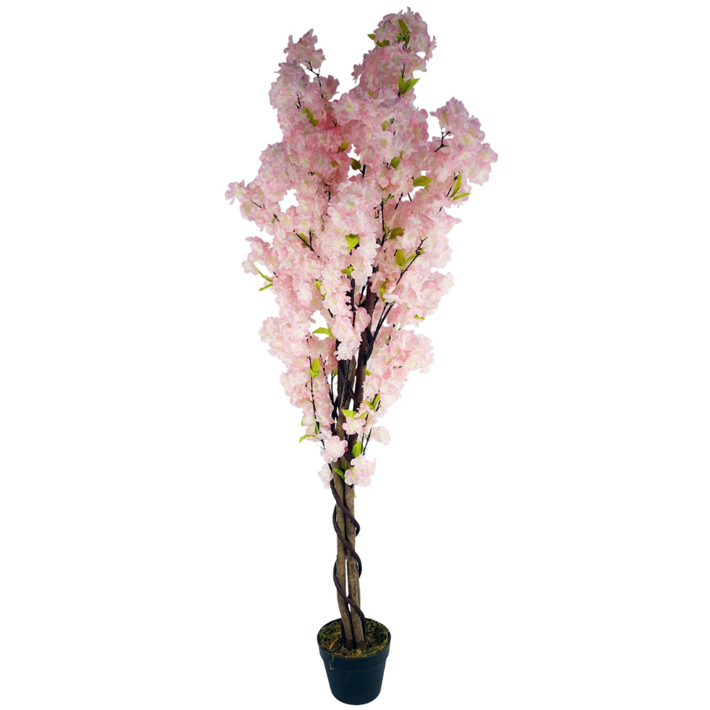 Leaf Pink Cherry Blossom Artificial Tree in Pot 150cm Image 1