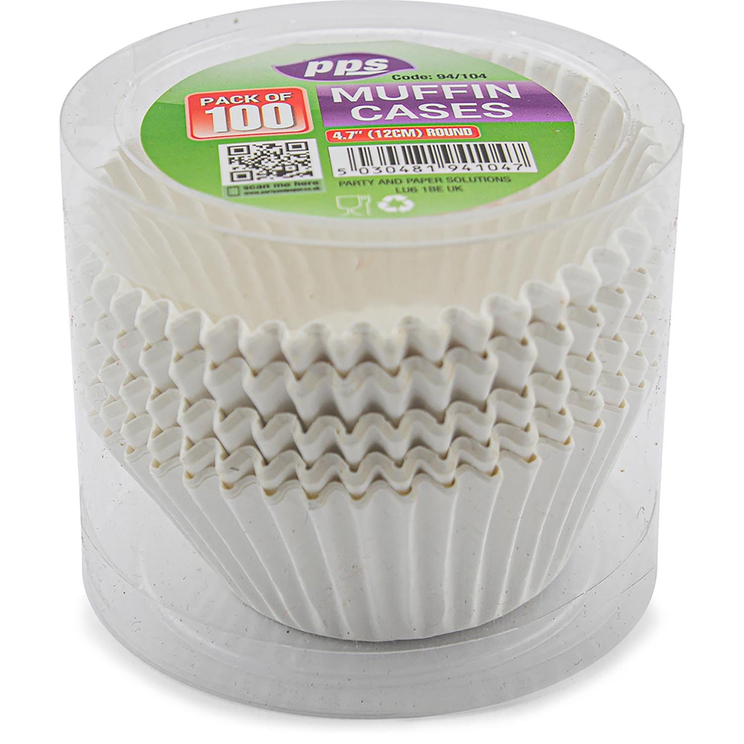 Pack of 100 Muffin Cases White Image