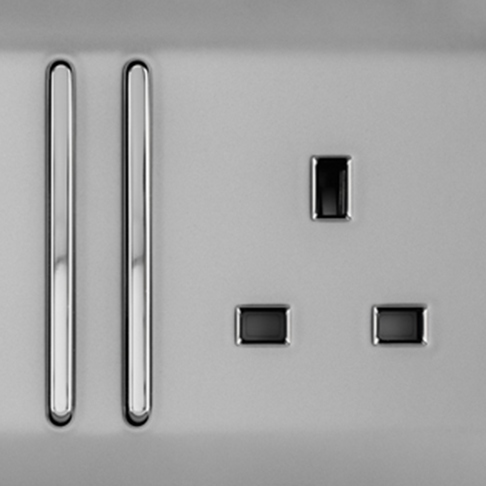 Trendi Switch 2 Gang Long Switch Brushed Steel Plug Socket 5 Pack Image 2