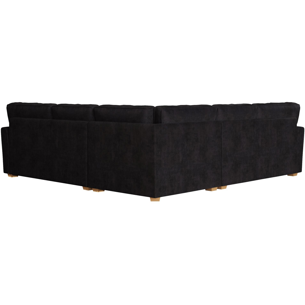 Wendleberry 4 Seater Ebony Plush Velvet Fixed Back Corner Sofa Image 4