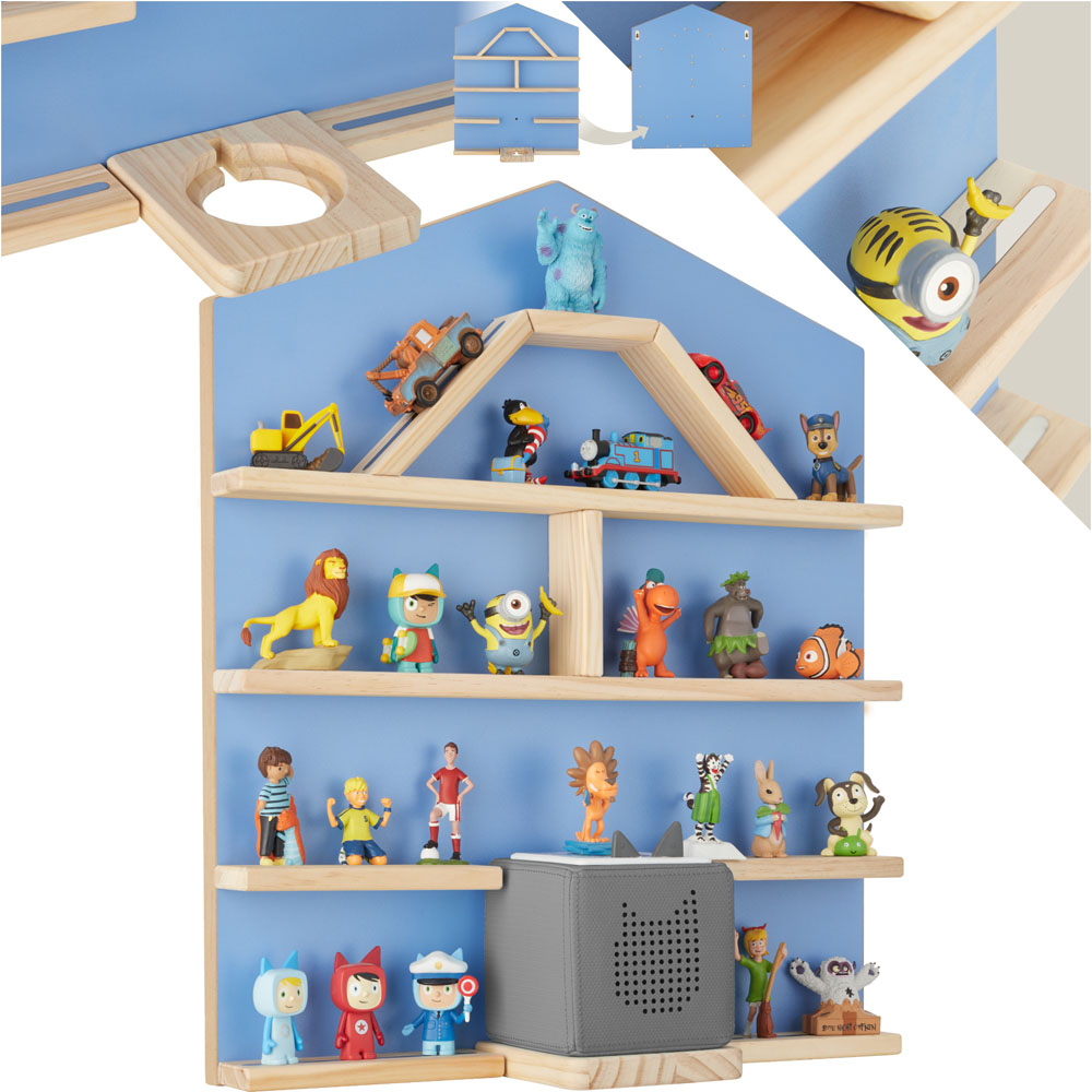 tectake Mylittle Story Blue House Design Wall Mounted Floating Shelf Image 2