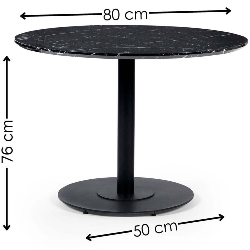 Julian Bowen Luca 2 Seater Marble-Effect Round Dining Table Black Image 9