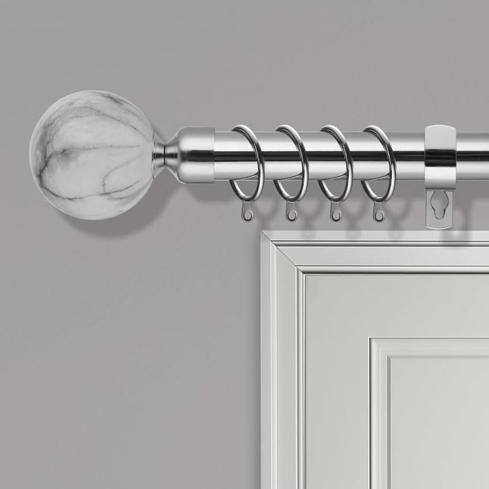 Home Treats 40 to 144cm Extendable Chrome Metal Marble Curtain Pole Image 2