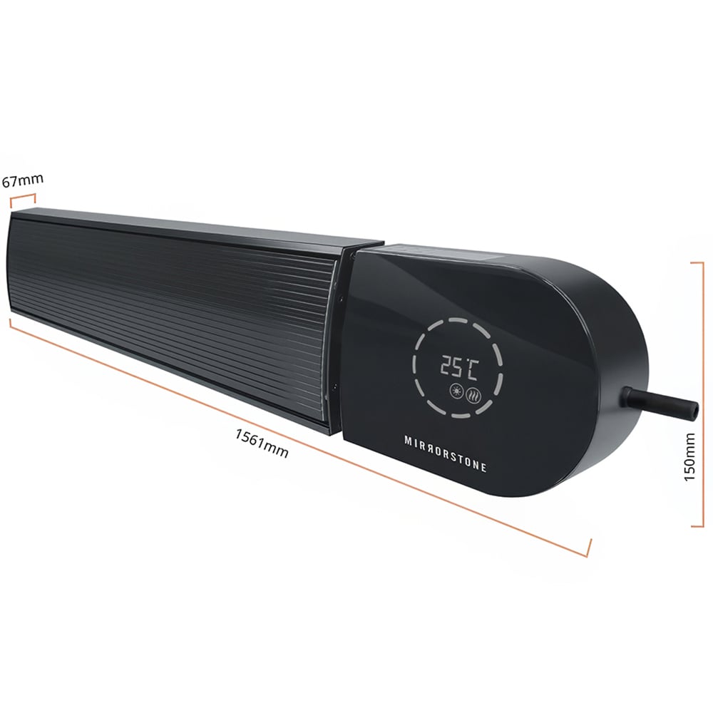 Mirrorstone Ionis Black WiFi Remote Controllable Infrared Bar Heater 2400W Image 9