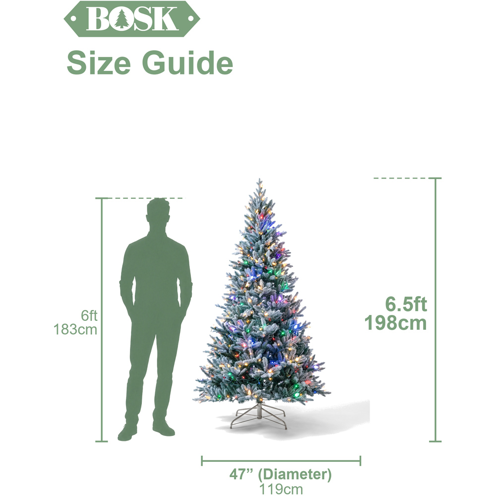 Bosk Frosted Dalton Fir Pre-Lit 400 Colour Switch LED Artificial Christmas Tree 6.5ft Image 9