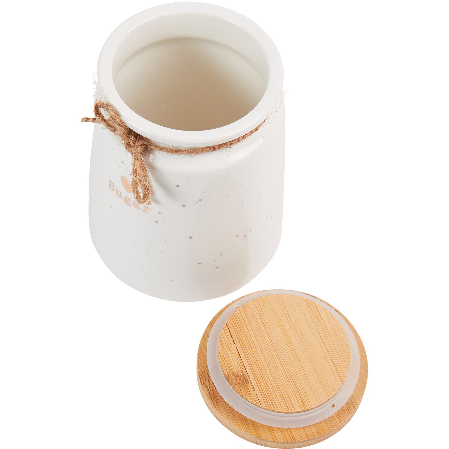 Gold Heart Canister with Bamboo Lid - White / Sugar Image 3