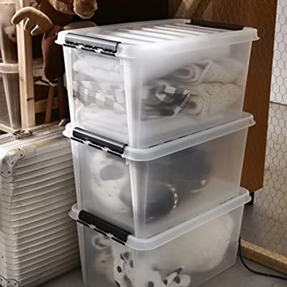 SmartStore 65L Clear Plastic Storage Box with Clip Lock Lid 5 Pack Image 2