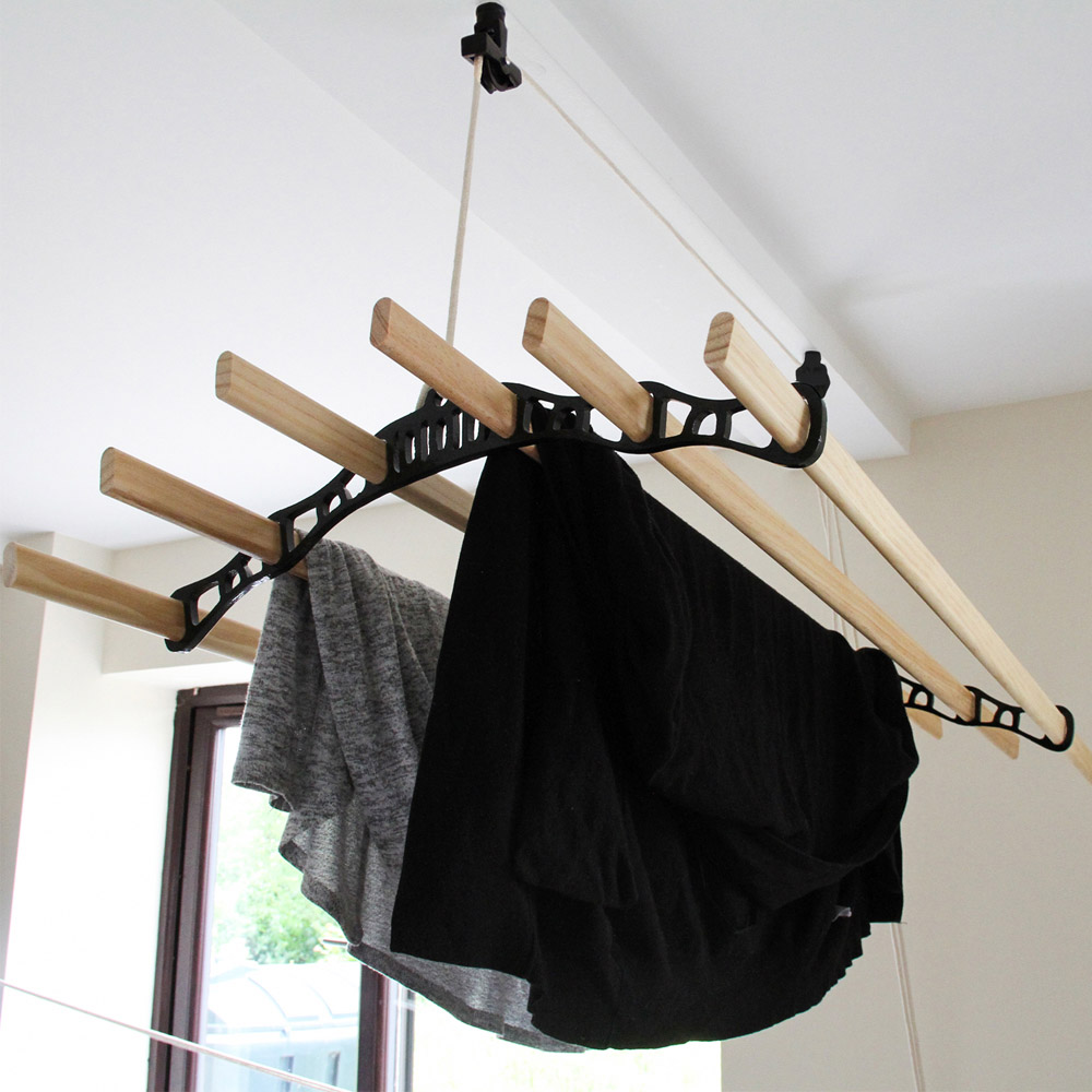 Monster Shop Black 6 Lath Clothes Airer 2m Image 2