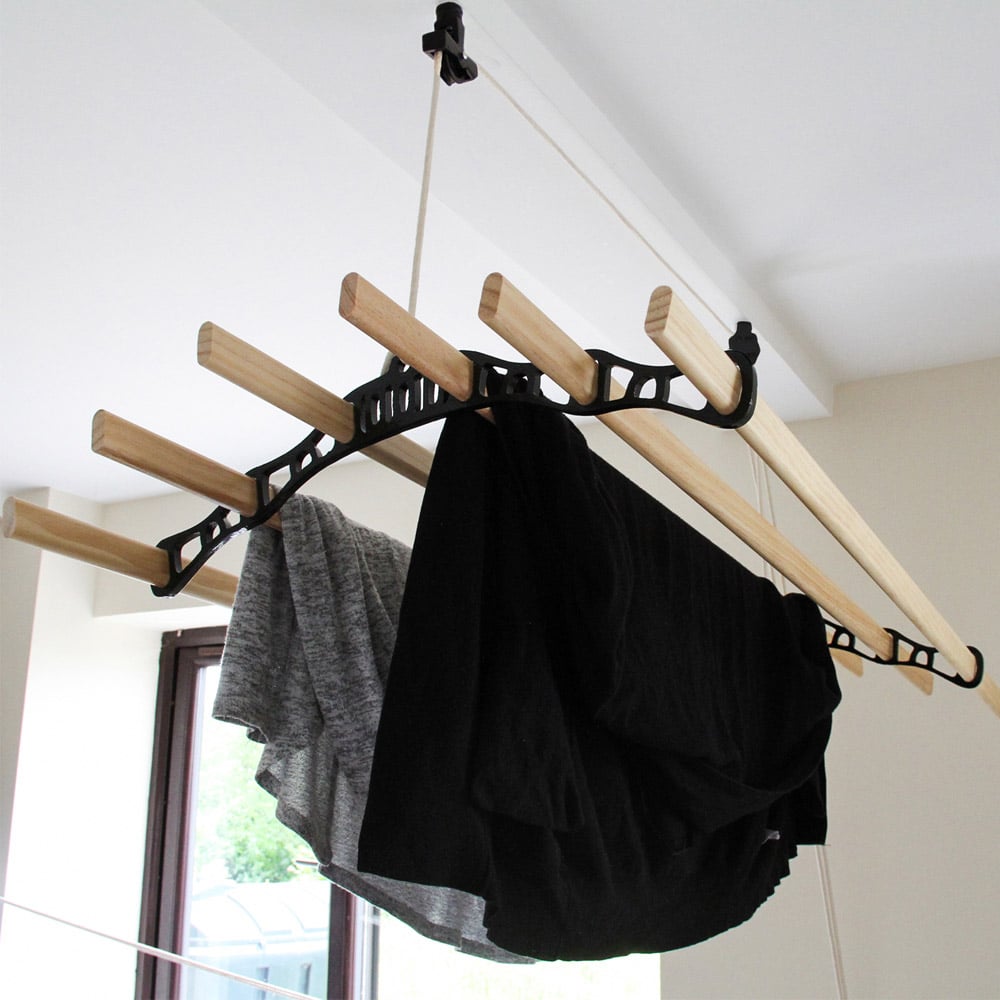 Monster Shop Black 6 Lath Clothes Airer 2.4m Image 2
