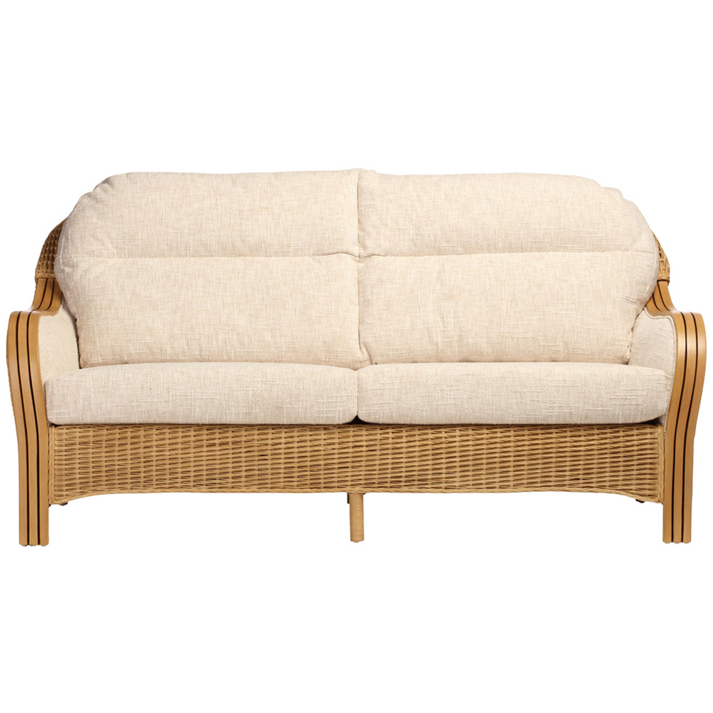 Desser Furniture Centurion 3 Seater Natural Rattan and Cotton Cream Sofa Image 3