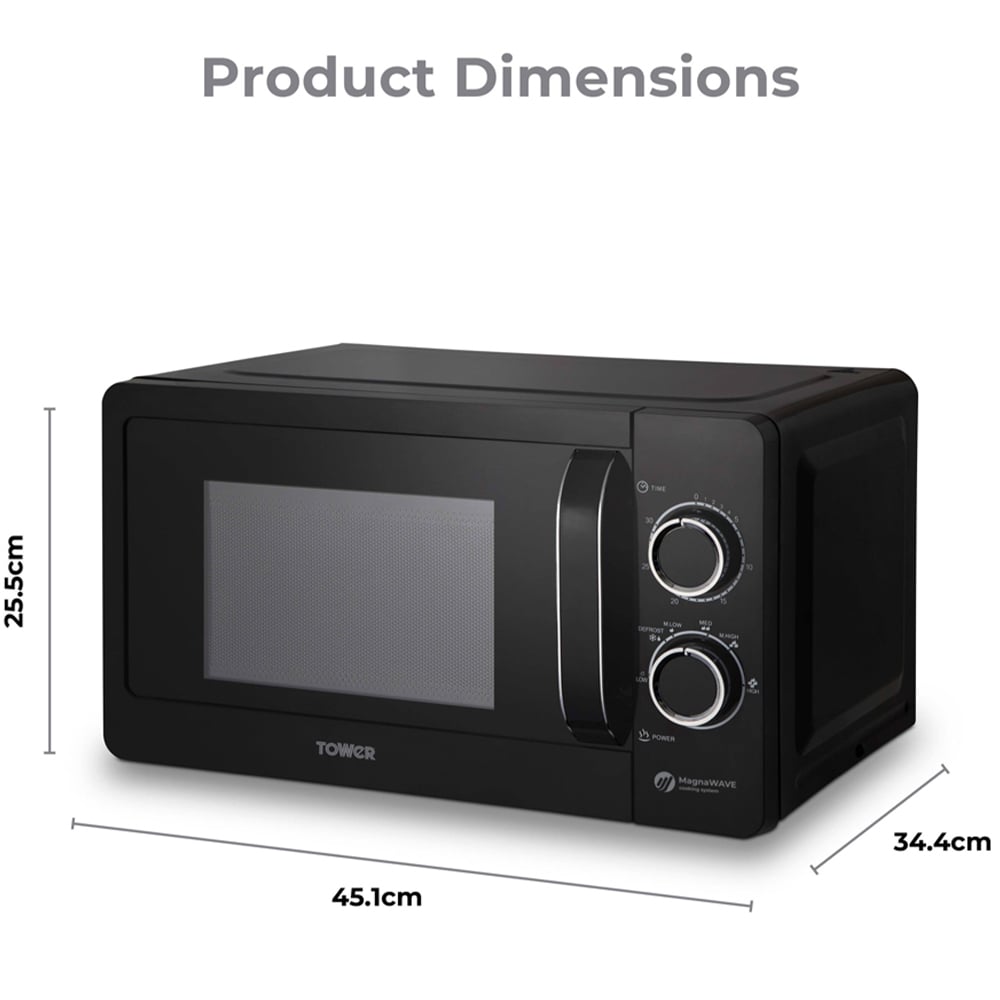 Tower Sonar EEJB341 Black 20L Microwave with 2 Slice Toaster and 1.7L Kettle Set Image 9