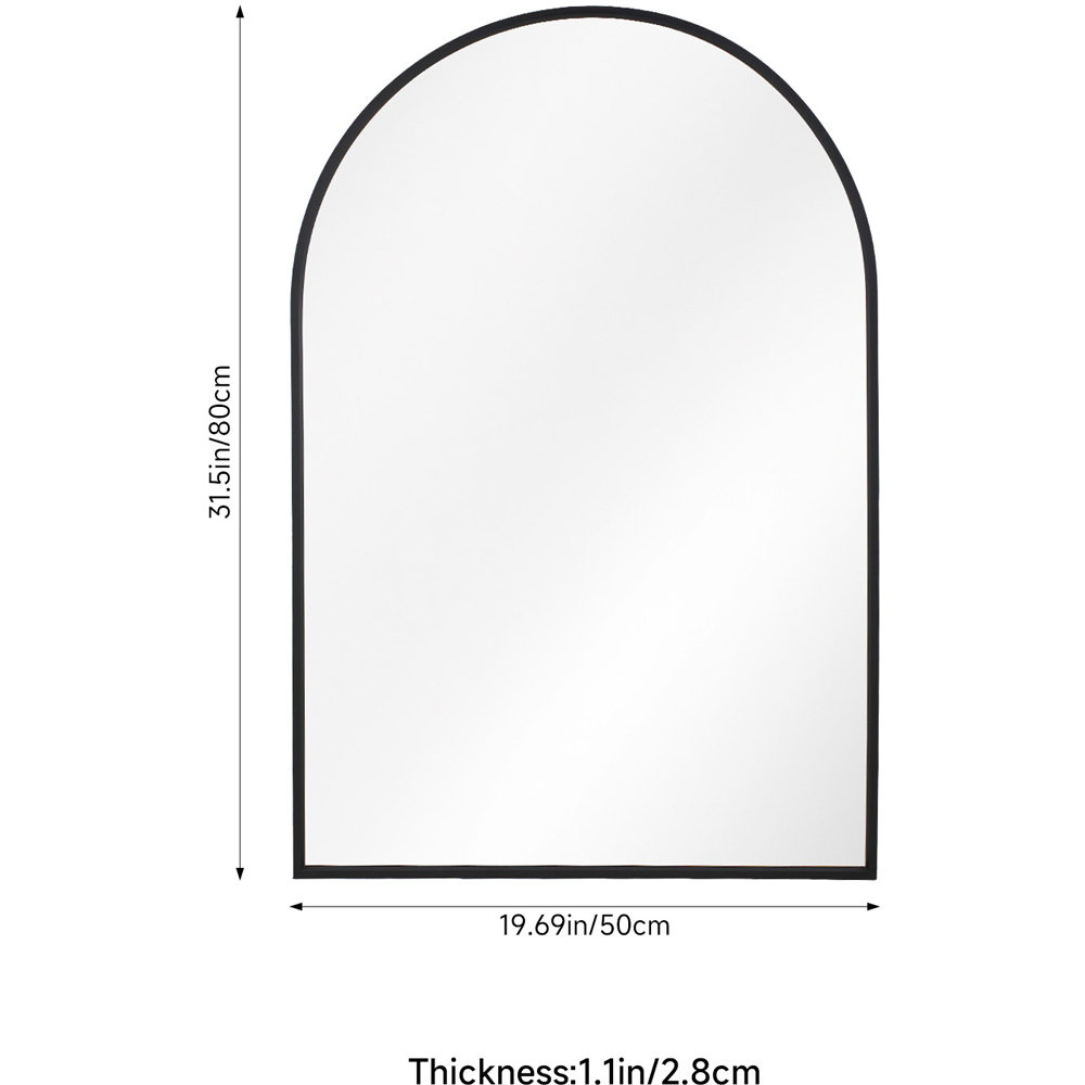 Living and Home Black Arched Aluminium Framed HD Float Glass Bathroom Mirror 50 x 80cm Image 8
