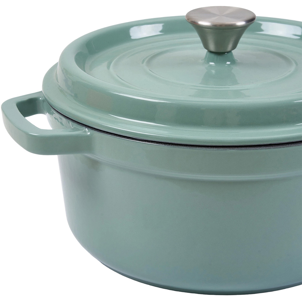 Living and Home Emerald Green Enamelled Cast Iron Dutch Oven Pot 6L Image 4