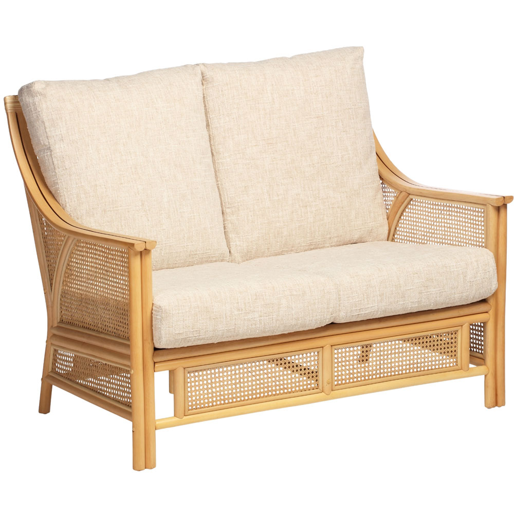 Desser Furniture Chester 2 Seater Natural Rattan Cotton Cream Sofa Image 2