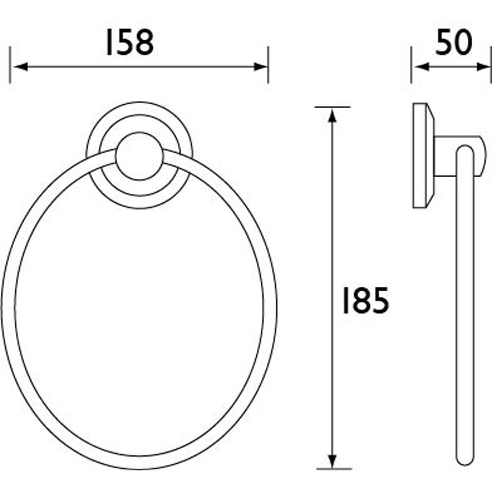 Bristan Solo Solid Brass Chrome Wall Mounted Round Towel Ring Image 5