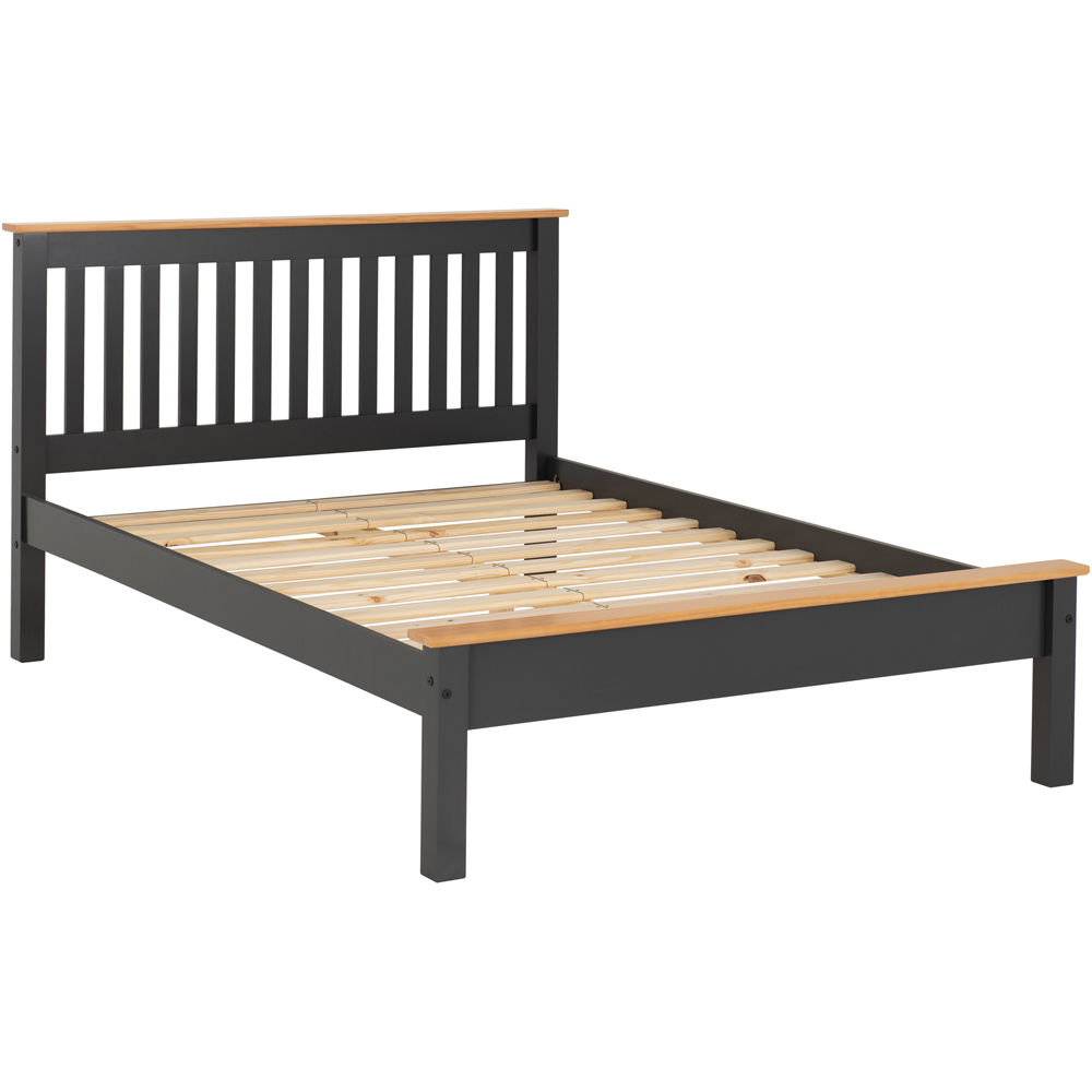 Seconique Monaco Small Double Dark Grey and Oak Effect Low End Bed Image 3