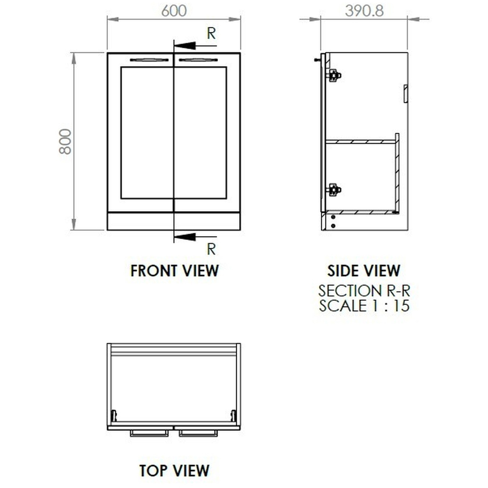 Bathstore Byron 2 Door Reed Shaker Floor Standing Basin Unit 615mm Image 7
