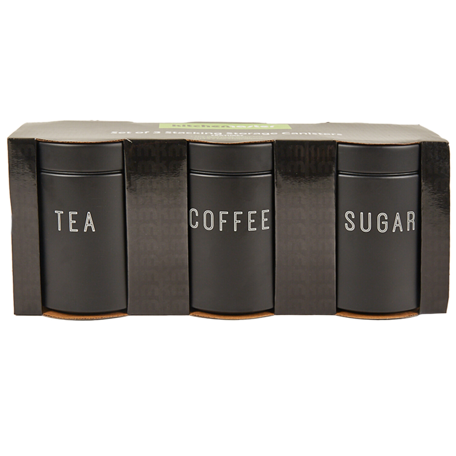 Set of 3 Kitchen Master Stacking Canisters - Black Image 2