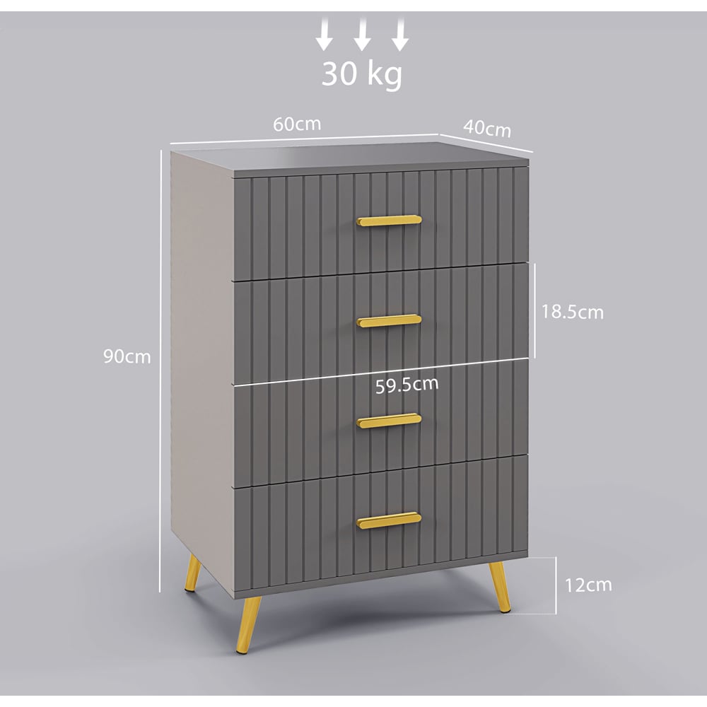 Portland 4 Drawer Chest of Drawers with Aluminium Legs Image 9