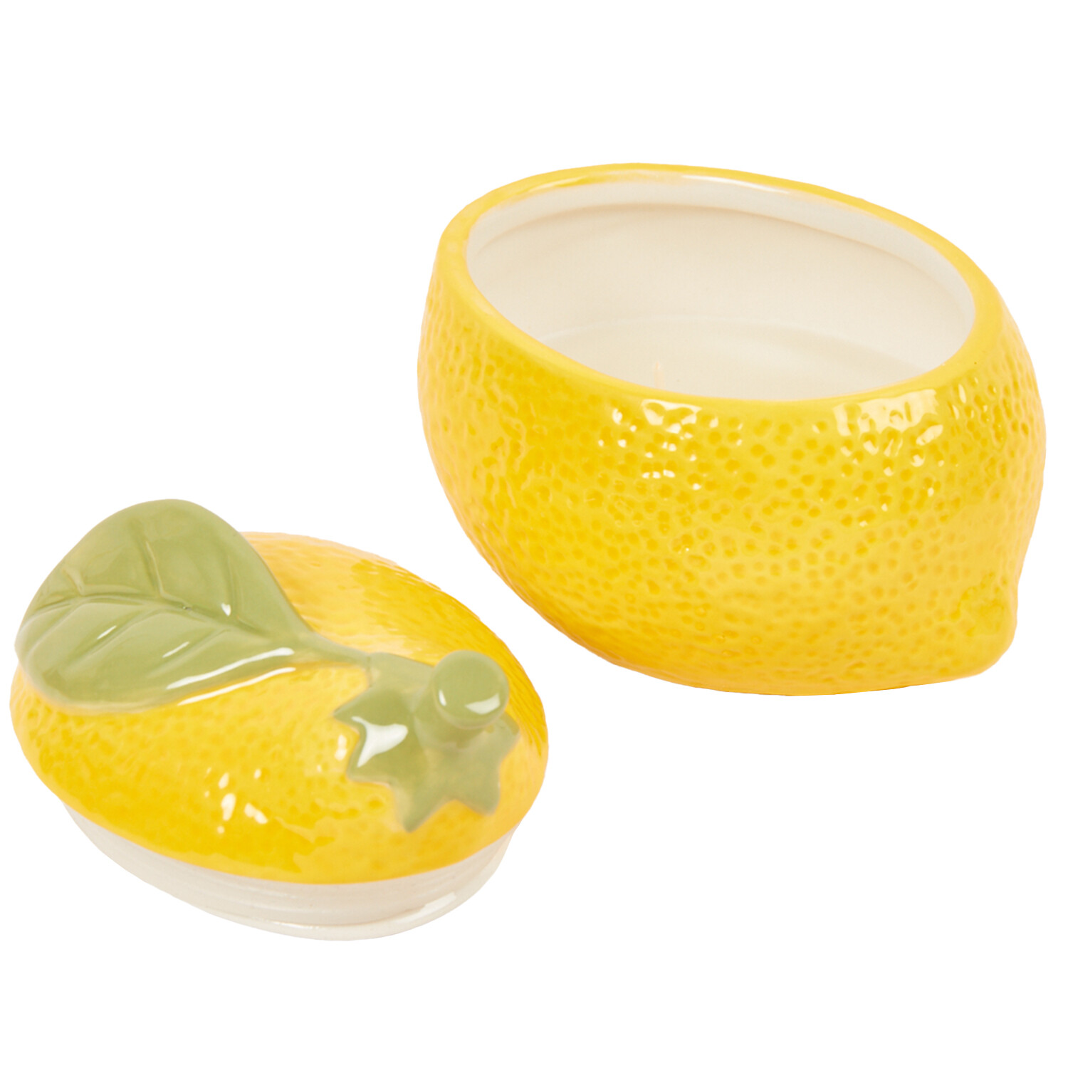 Lemon Shaped Ceramic Candle - Yellow and Green Image 3