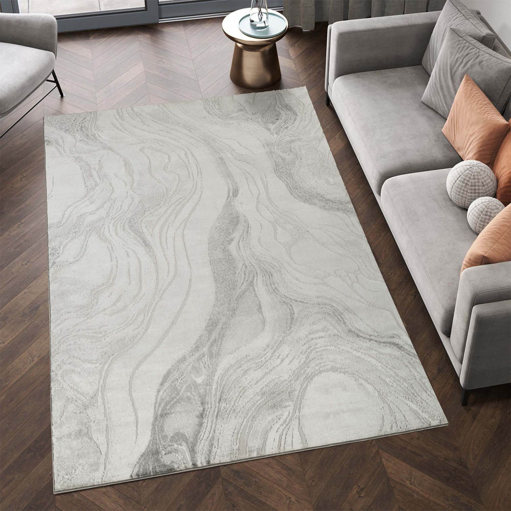 Desire Rugs Novu Stream Grey Modern Abstract Metallic Sheen Rug 160 x 230cm Image 5
