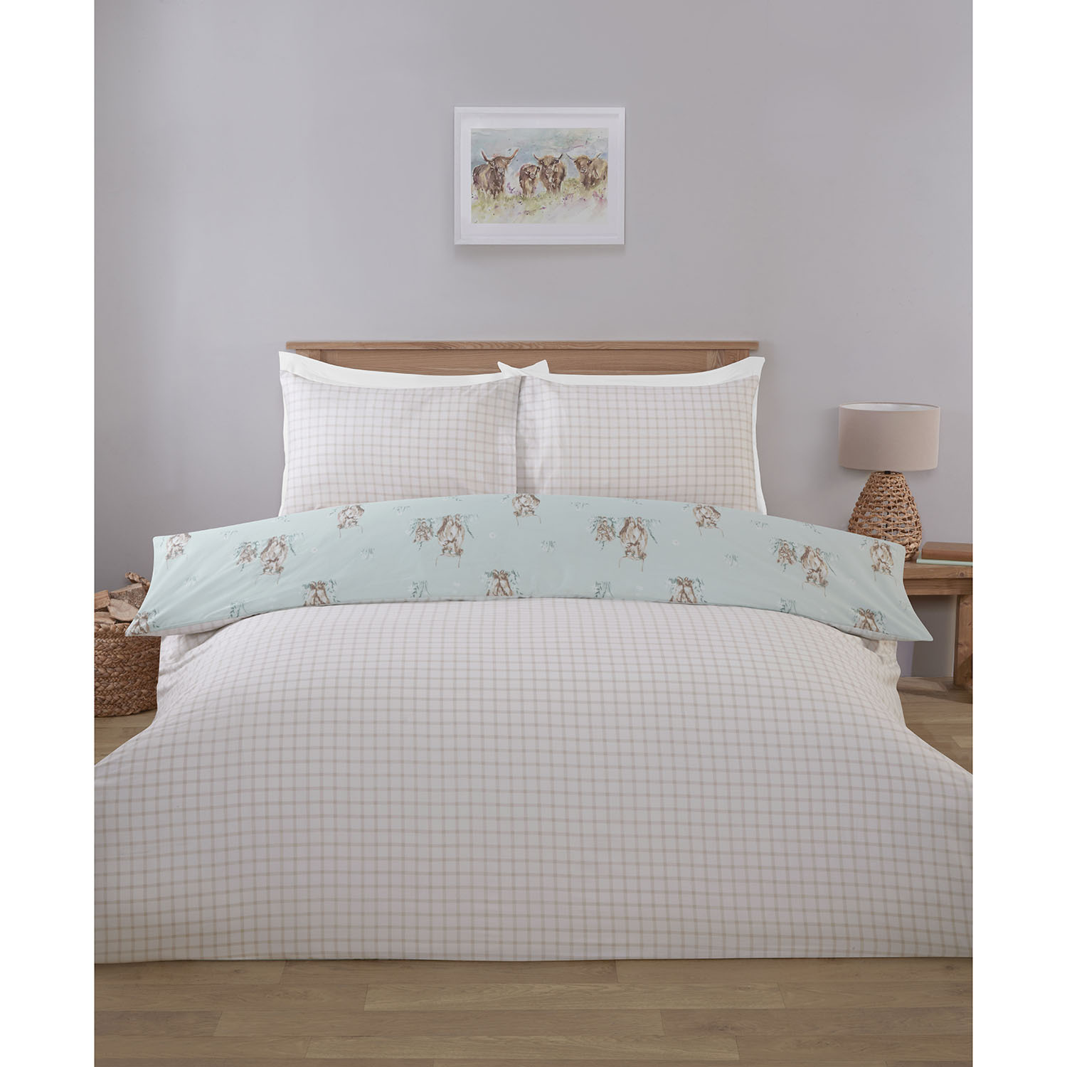Highland Cows Duvet Set - Blue / King Image 2