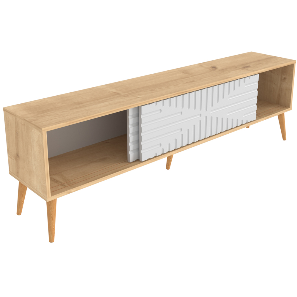 Decorotika Riso 2 Sliding Door Sapphire Oak and White TV Unit Image 5