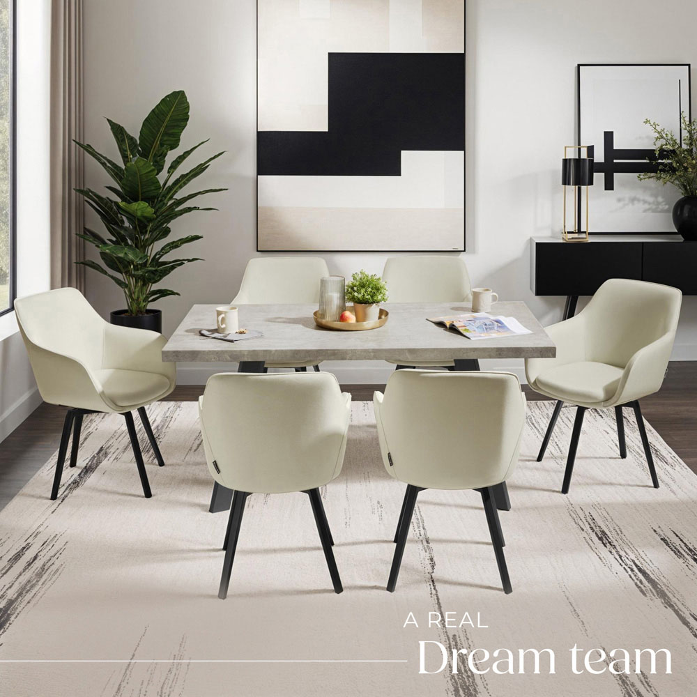 tectake Hellen Set of 4 Cream and Black Shell Shaped Velvet Accent Chair Image 8