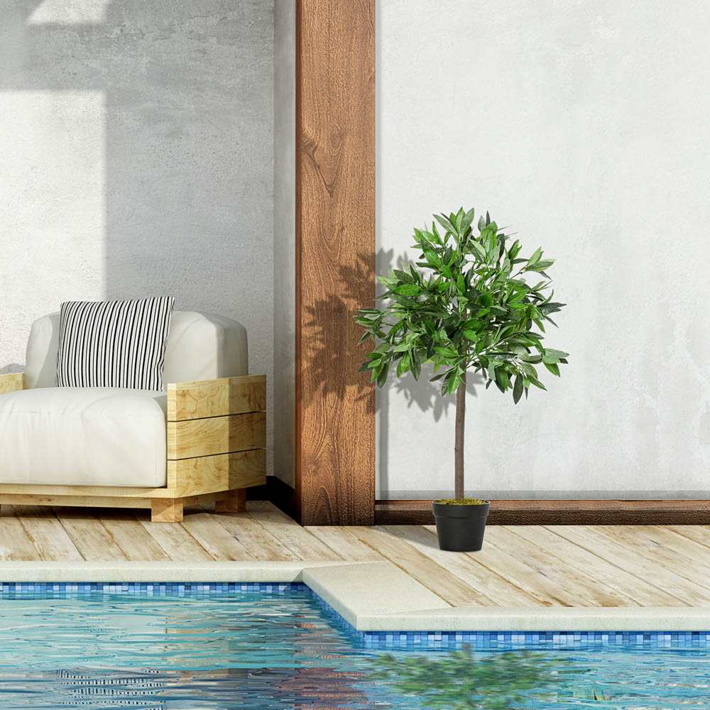Outsunny Bay Leaf Laurel Ball Tree Artificial Plant In Pot 3ft 2 Pack Image 4