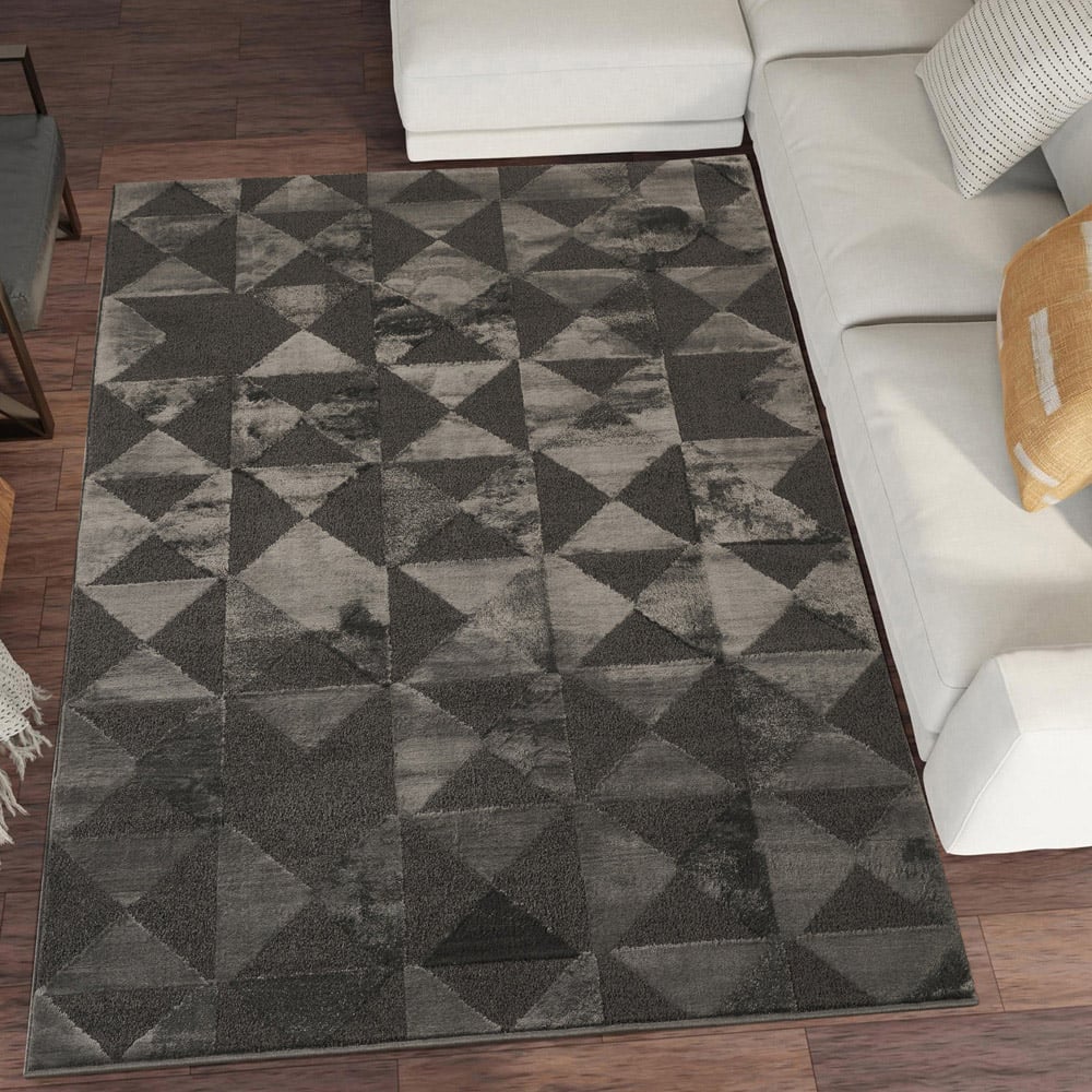 Desire Rugs Hamilton Dark Grey Geometric Triangle Mosaic Rug 60 x 220cm Image 7