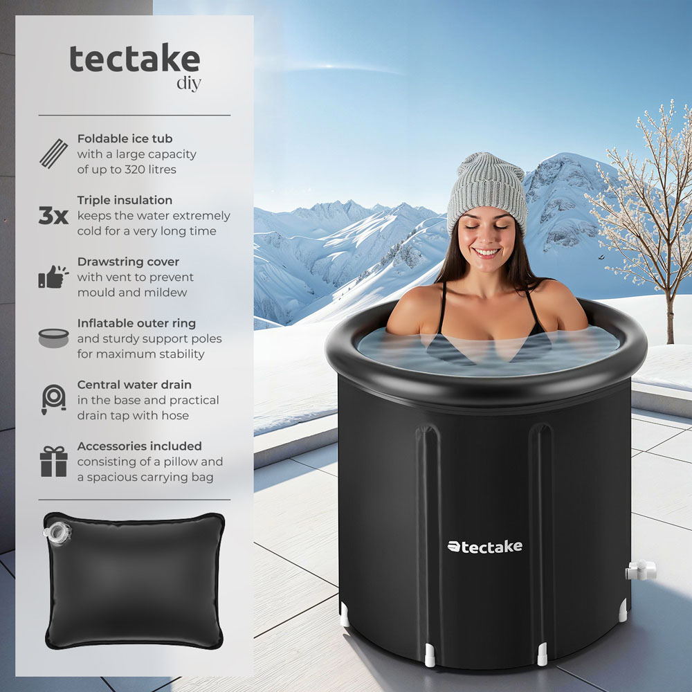 tectake Helsinki Foldable Triple Insulated Portable Ice Bath Barrel with Pump 320L Image 6