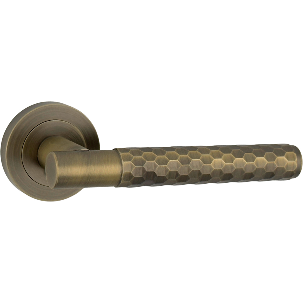 AXS Hardware Montana Antique Brass Knurled Latch Door Handles on Rose Image 4