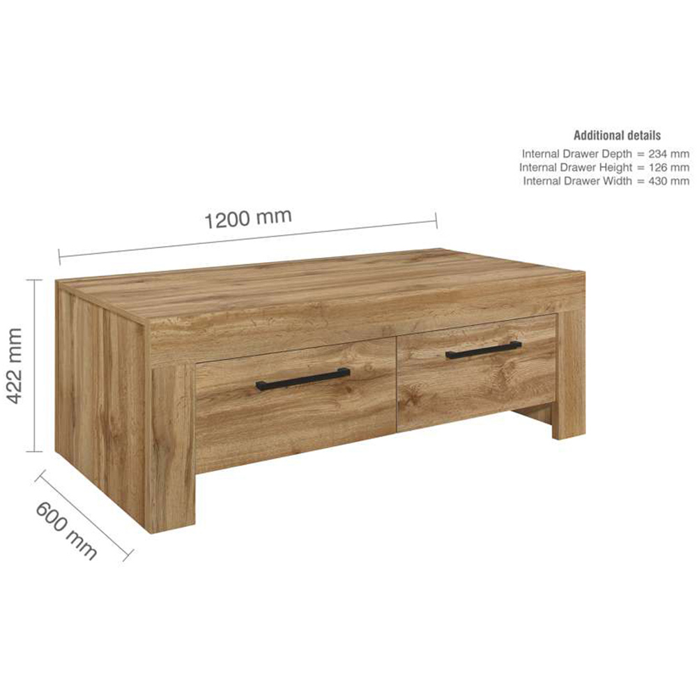 Compton 4 Drawer Oak Coffee Table Image 9
