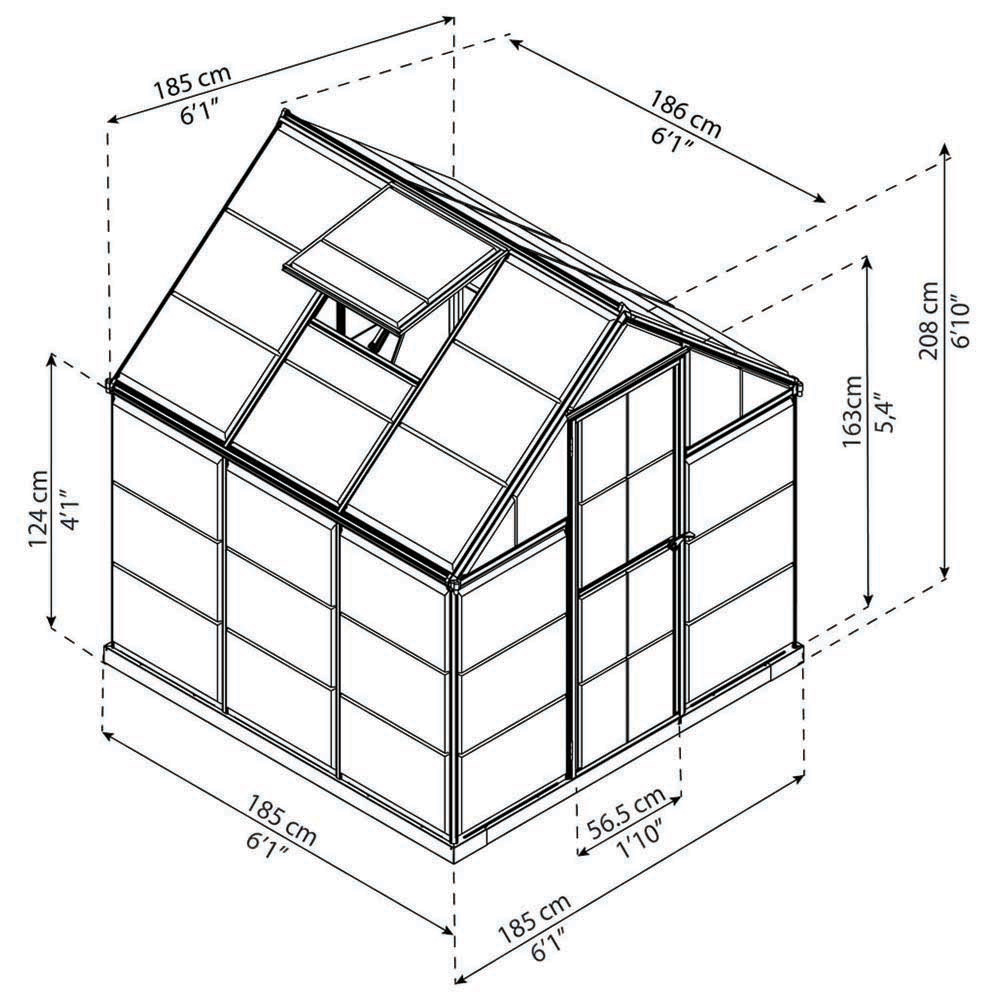 Palram Canopia Harmony Silver Polycarbonate 6 x 6ft Greenhouse Image 8