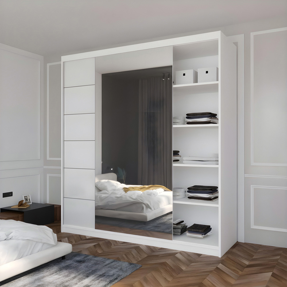 Sliding Wardrobes 4U Infinity 2 Door White High Gloss Wide Mirrored Wardrobe Image 2