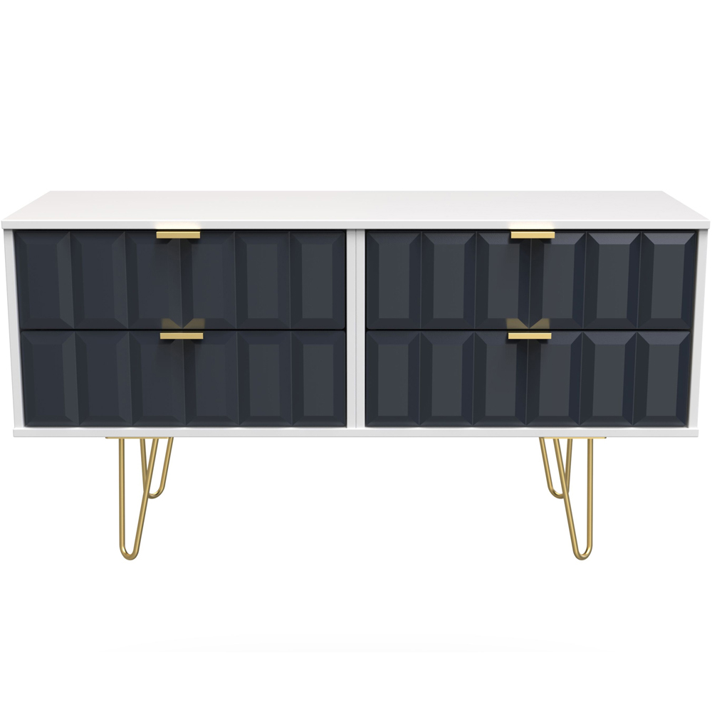 Crowndale Cube 4 Drawer Matt Indigo and White Chest of Drawers Ready Assembled Image 3