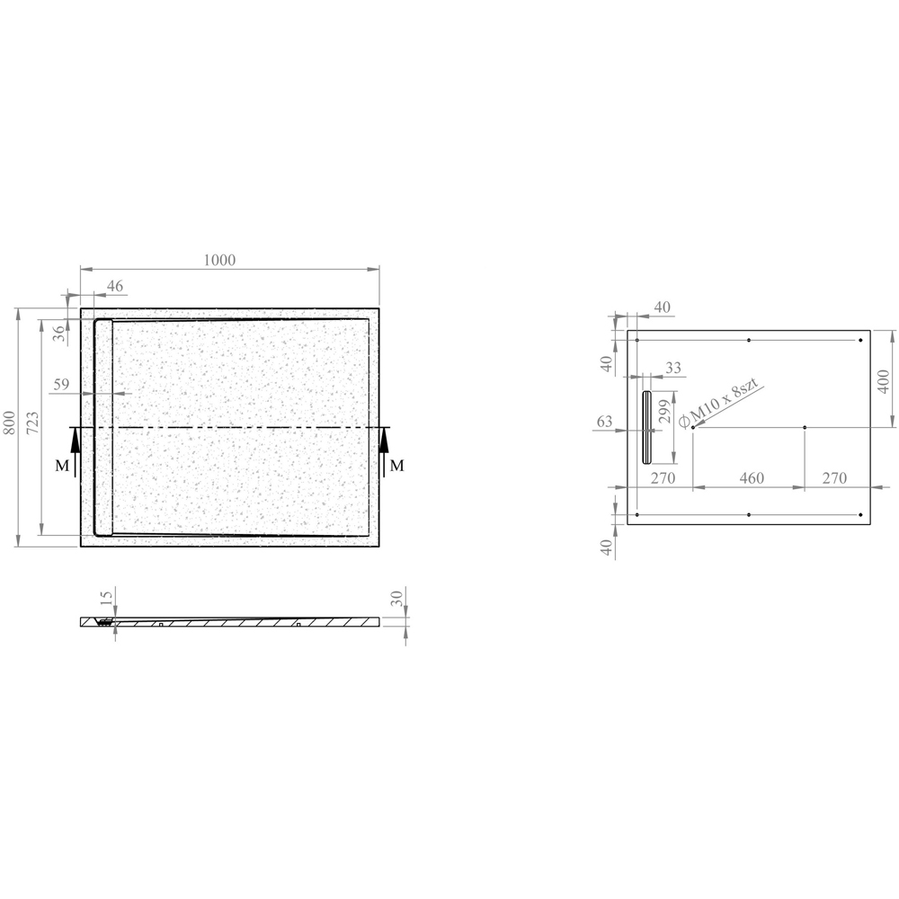 Bathstore 30mm Grey Slate Rectangular Shower Tray with Waste 1000 x 800mm Image 5