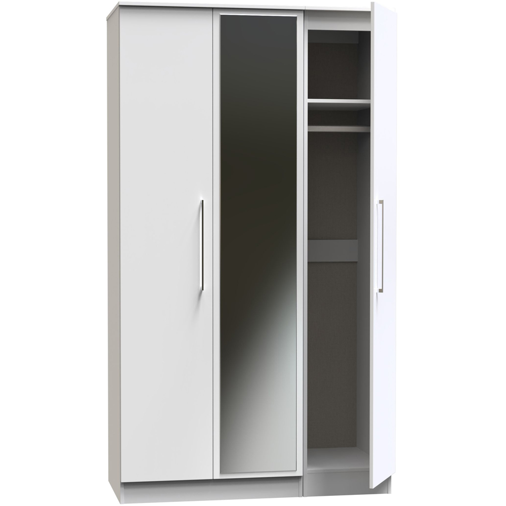 Crowndale Worcester 3 Door White Mirrored Wardrobe Ready Assembled Image 5