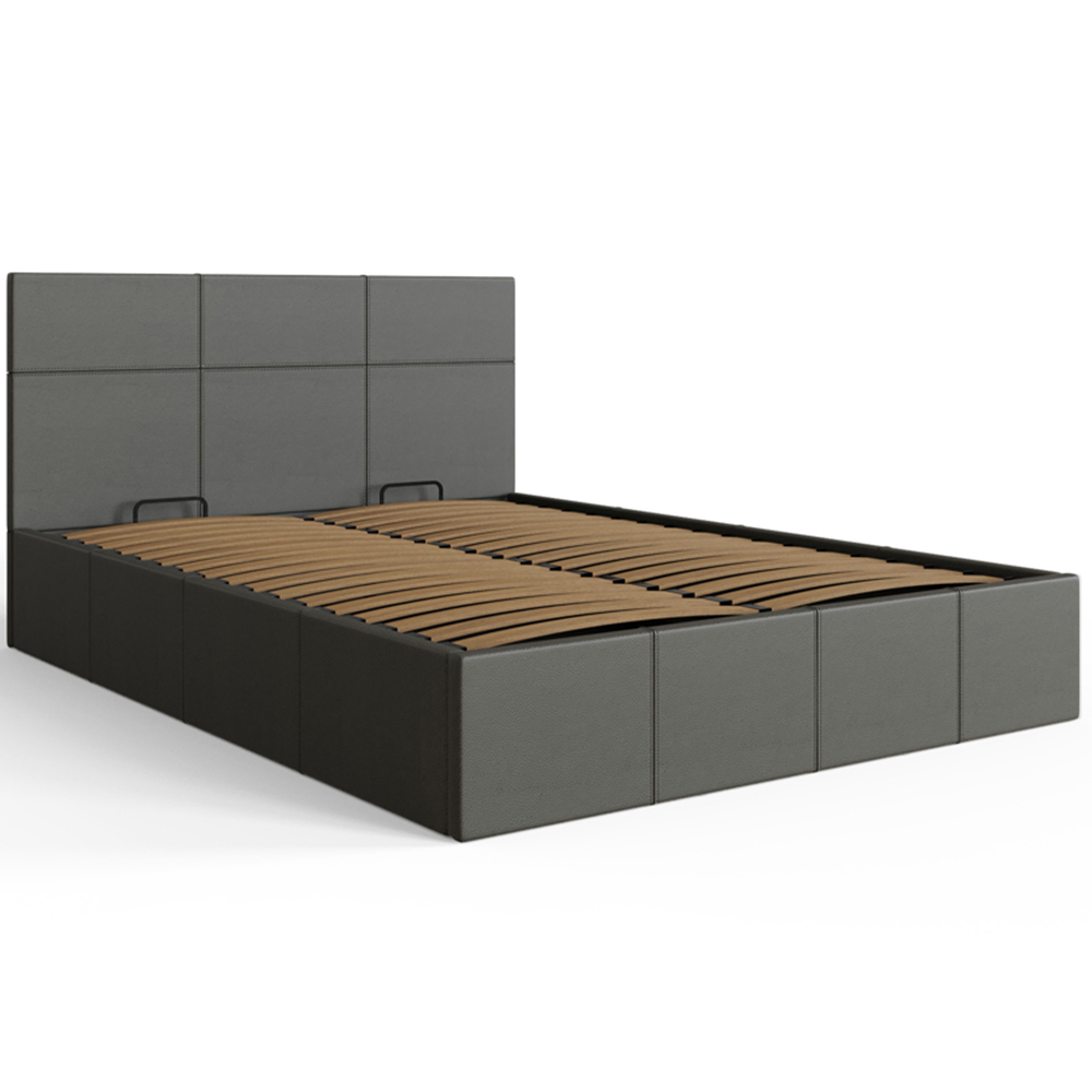 GFW Double Grey Faux Leather End Lift Ottoman Bed with Bonnell Mattress Image 3