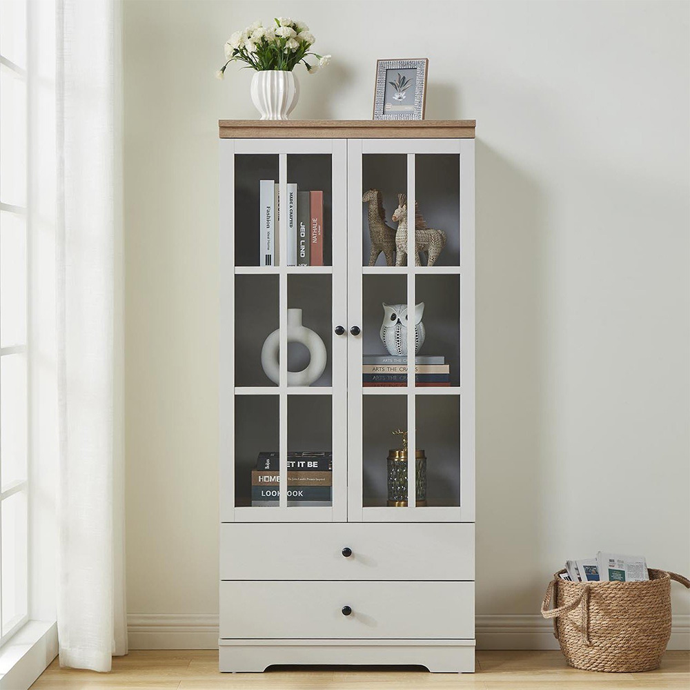 Cambridge 2 Door 2 Drawer Grey Small Display Cabinet Image 5