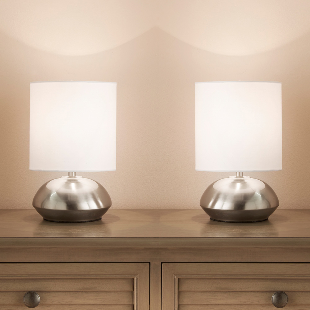 Kliving White and Chrome Stepped Dimming Touch Table Lamp 2 Pack Image 2