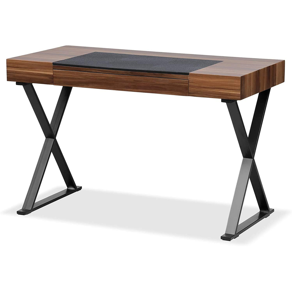 Centurion Supports Adonis Single Drawer Computer Desk with Leather Pad Matt Black and Walnut Image 6