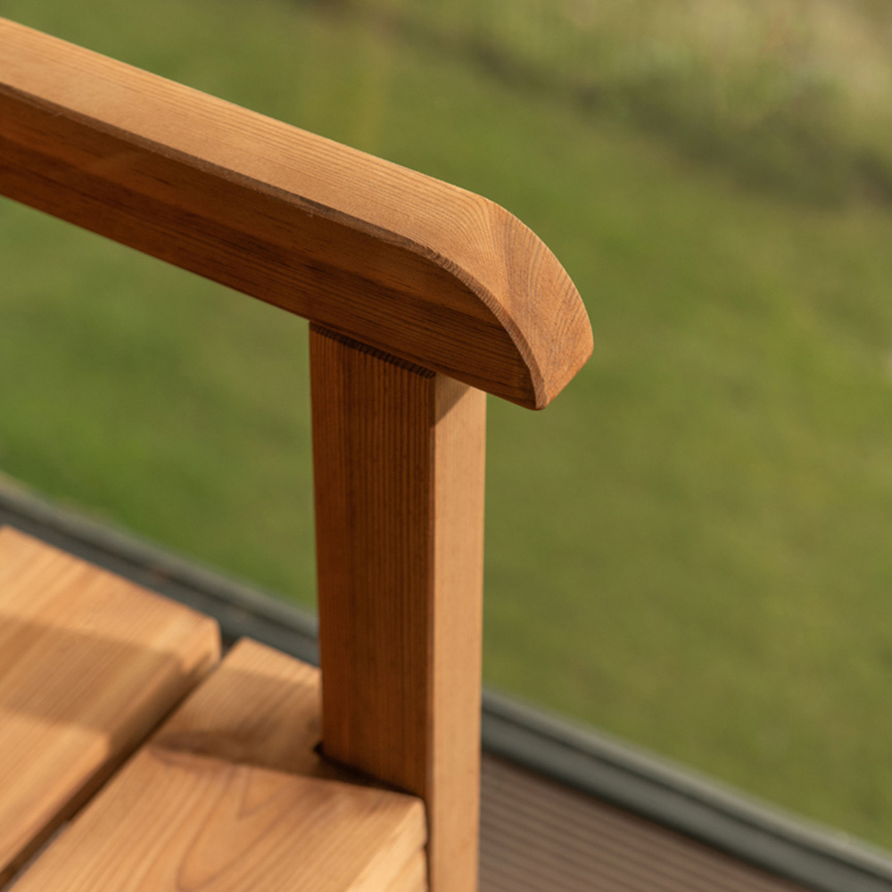 AMATA Ungurs Brown Wooden Straight Bench Garden Chair Image 5