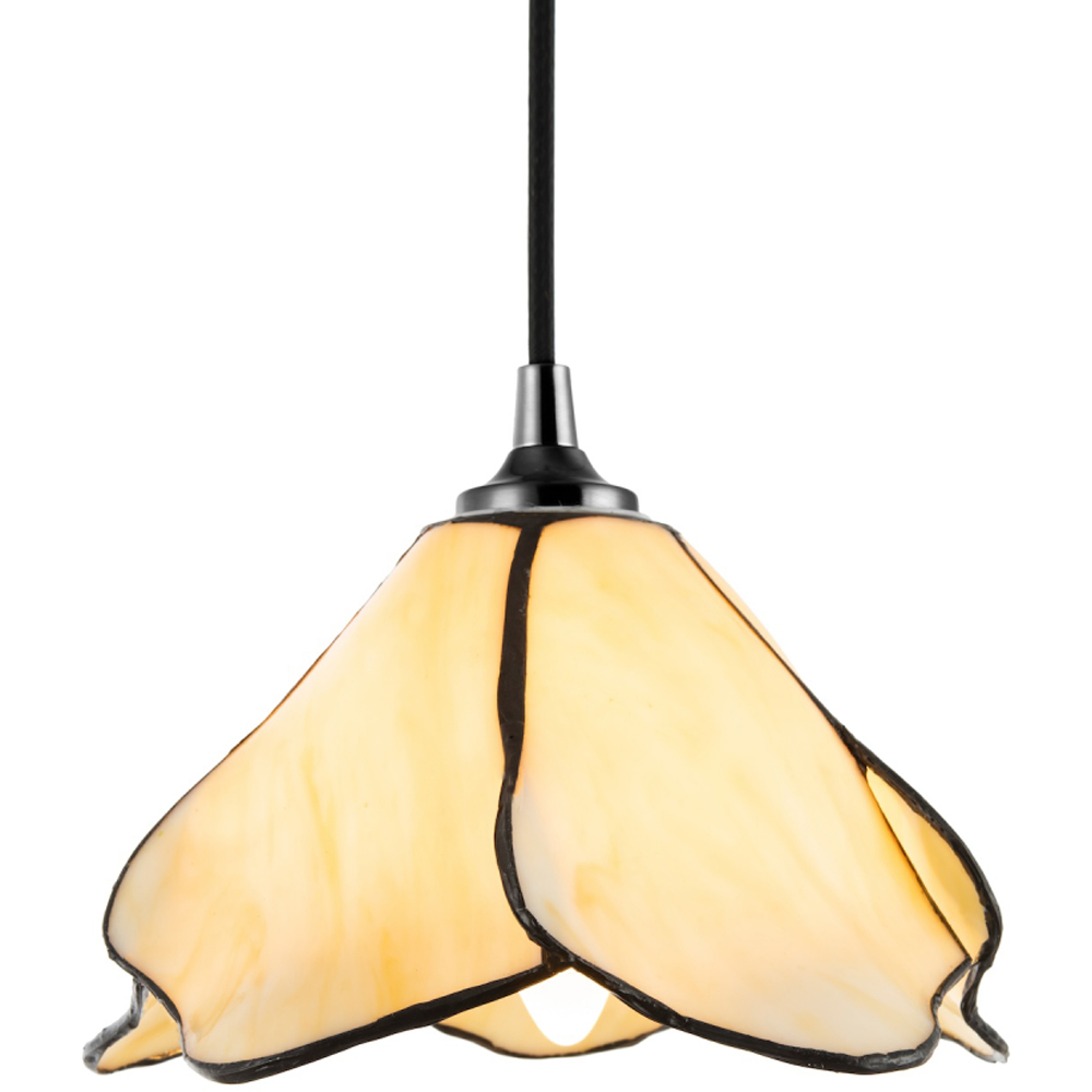 Happy Homewares Amber Cream Glass Floral Petal Pendant Lighting Shade Image 2