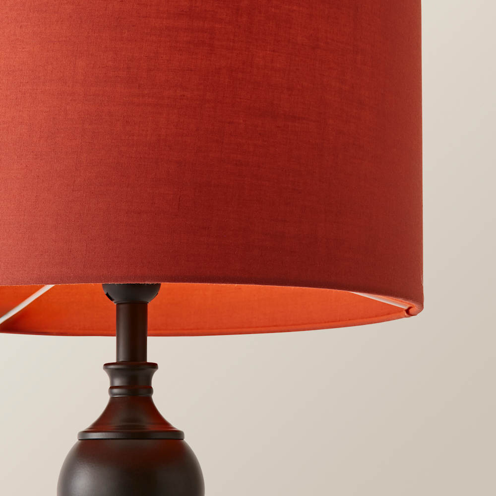 ValueLights Rust Drum Shade Declan Metal Candlestick LED Table Lamp with Bulb Image 5