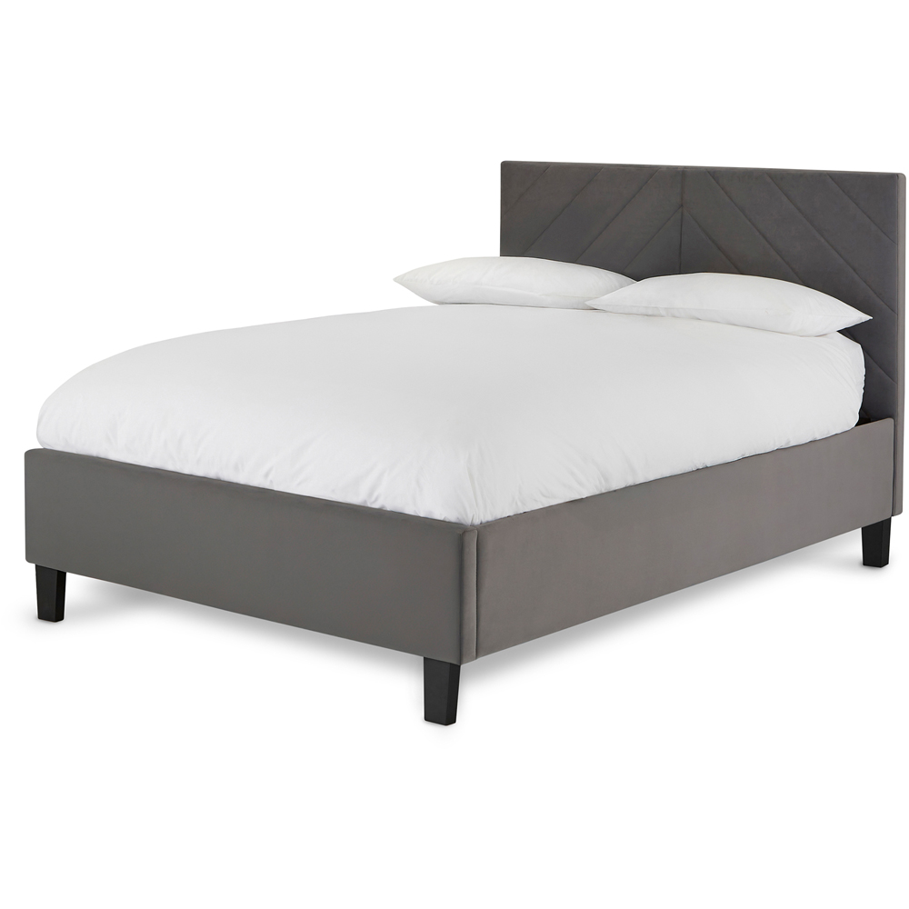 GFW Thea King Size Grey Velvet End Lift Ottoman Bed with Memory Pocket Mattress Image 2