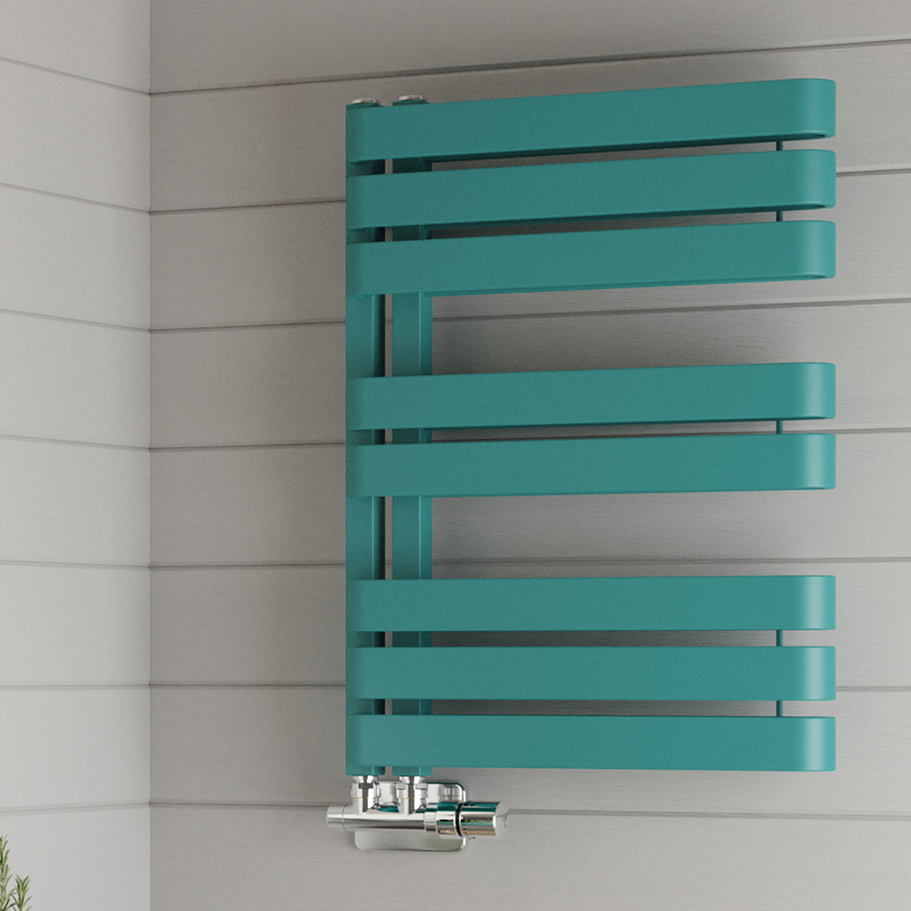 Terma Warp S Matt Teal Heated Towel Rail 1535 BTU 655 x 500mm Image 2