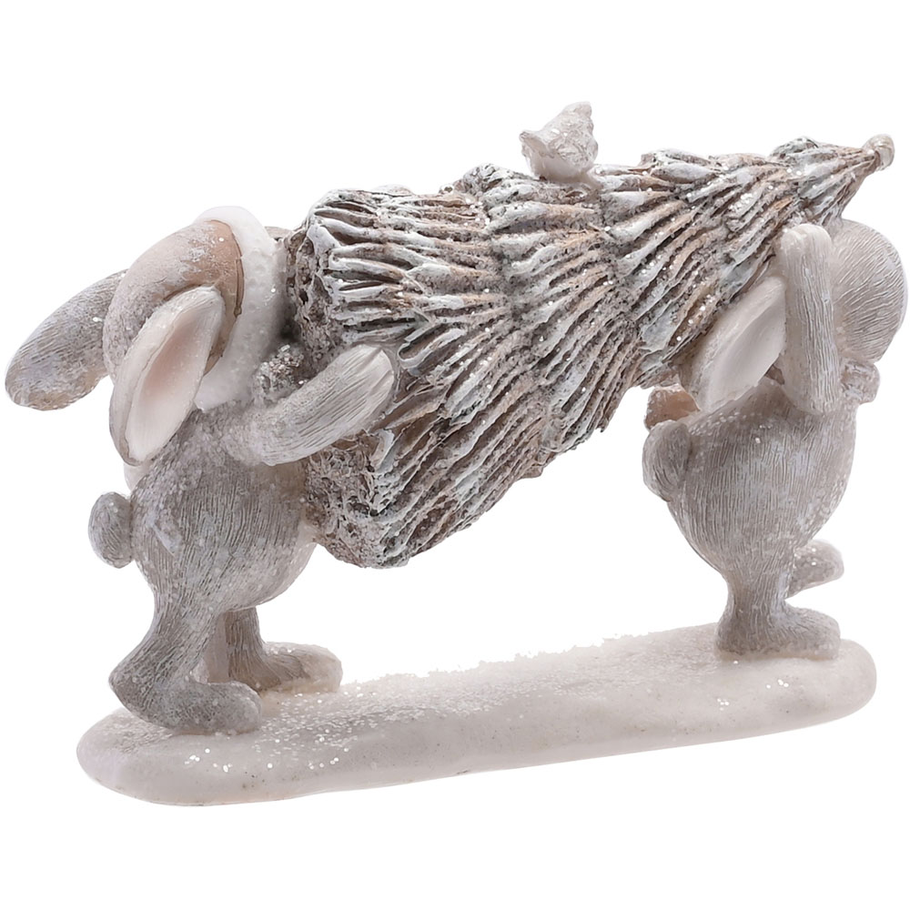 The Christmas Gift Co Grey Christmas Bunny with Tree Ornament Image 3